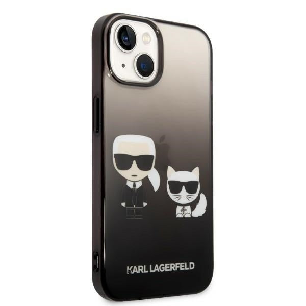 Étui pour Apple iPhone 14 Plus, Karl Lagerfeld, Gradient Karl & Choupette, Noir