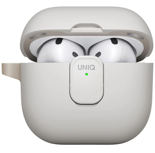 Étui UNIQ Clyde pour Apple AirPods 4, Gris Beige