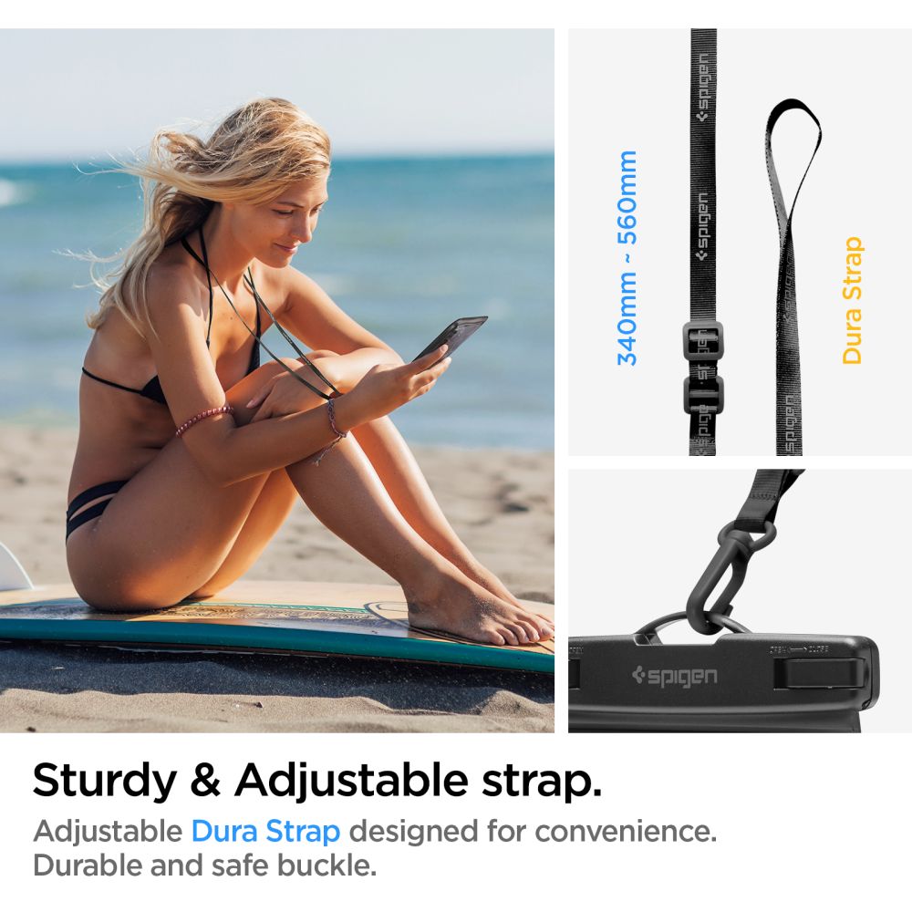 Universal-Wasserfeste Hülle für Telefon 3.5inch - 7inch, Spigen, A601, Schwarz AMP04525