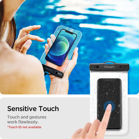 Universal-Wasserfeste Hülle für Telefon max. 3,5 Zoll - 7 Zoll, Spigen, A601, Set 2 Stück, Transparent AMP03098