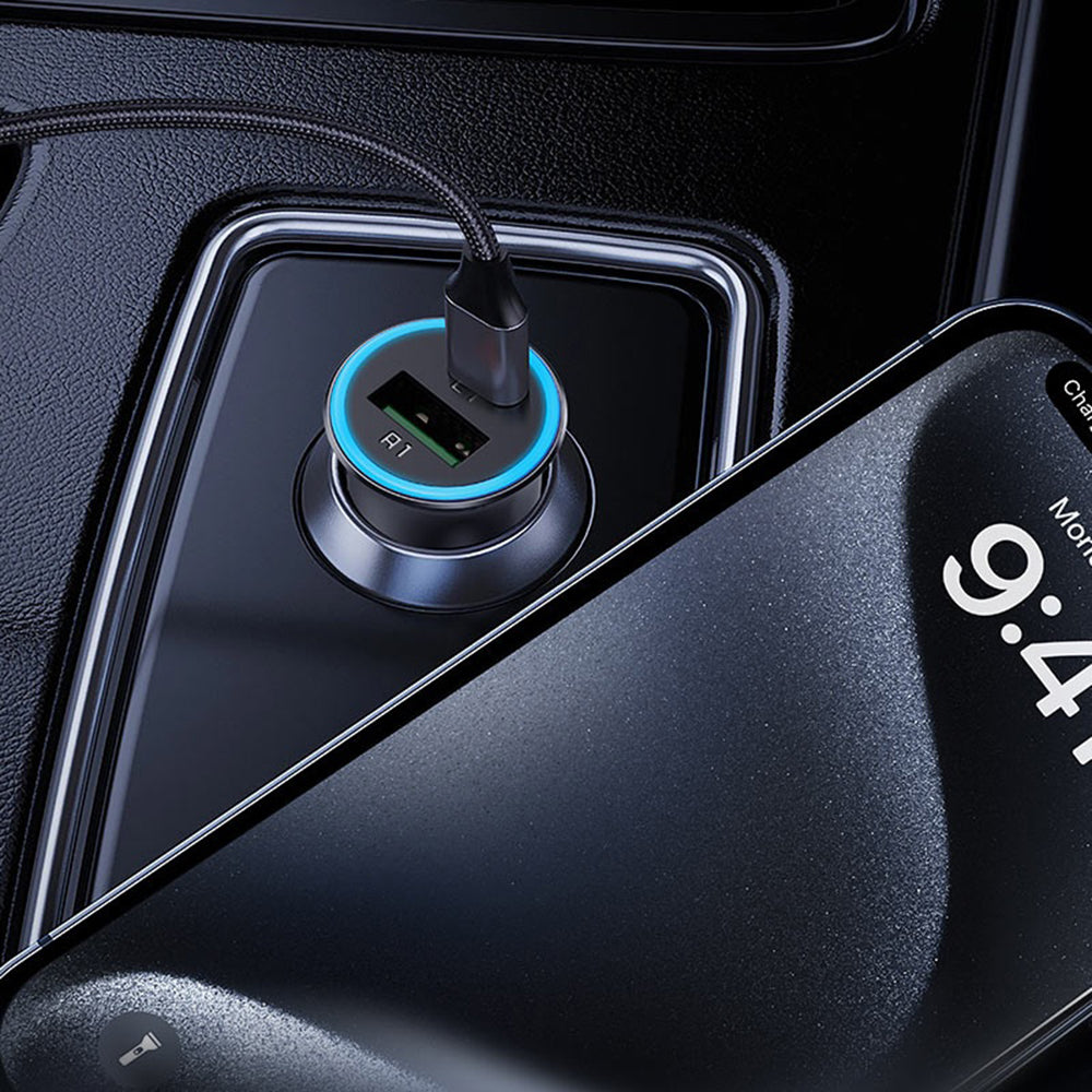 Chargeur de voiture Acefast B16, 95W, 3.25A, 1 x USB-A - 1 x USB-C, Gris