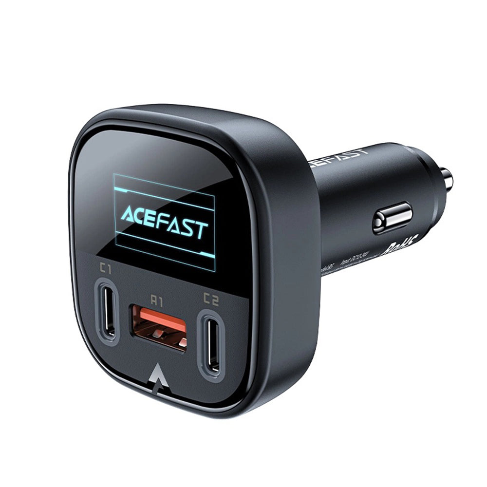 Chargeur de voiture Acefast B5 Display, 101W, 5A, 1 x USB-A - 2 x USB-C, Noir