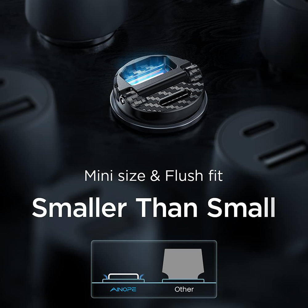 Chargeur de voiture Ainope, 30W, 5A, 1 x USB-A - 1 x USB-C, Noir