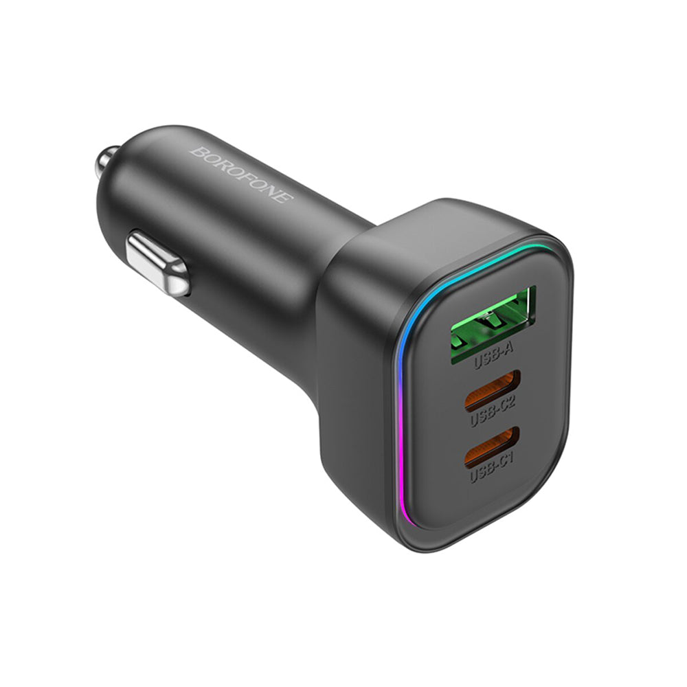 Auto-Ladegerät Borofone BZ28C Trophie, 60W, 3A, 1 x USB-A, 2 x USB-C, Schwarz