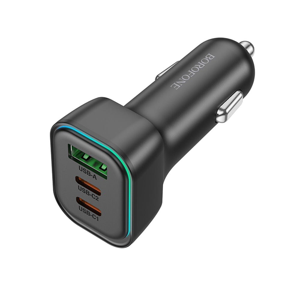 Auto-Ladegerät Borofone BZ28C Trophie, 60W, 3A, 1 x USB-A, 2 x USB-C, Schwarz