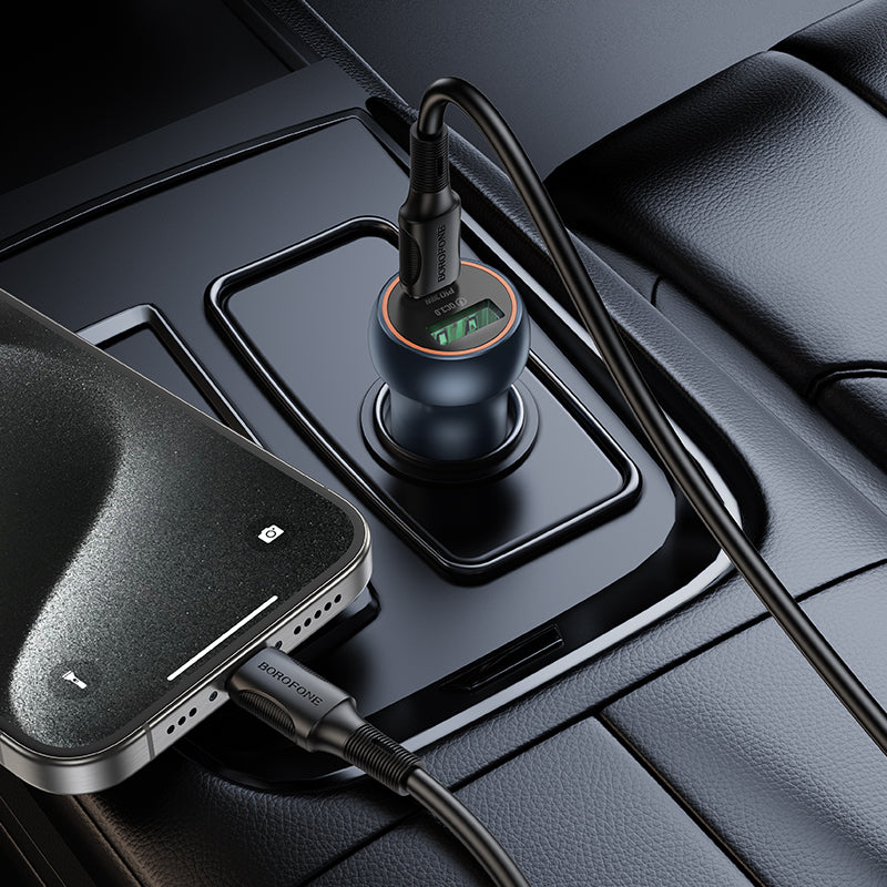 Chargeur de voiture Borofone BZ32B Fresh, 48W, 3A, 1 x USB-A - 1 x USB-C, Gris
