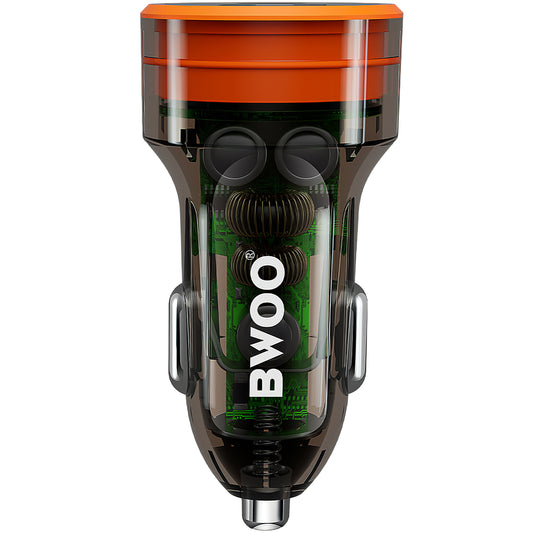 Chargeur de voiture BWOO BO-CC85, 38W, 3A, 1 x USB-A - 1 x USB-C, Noir