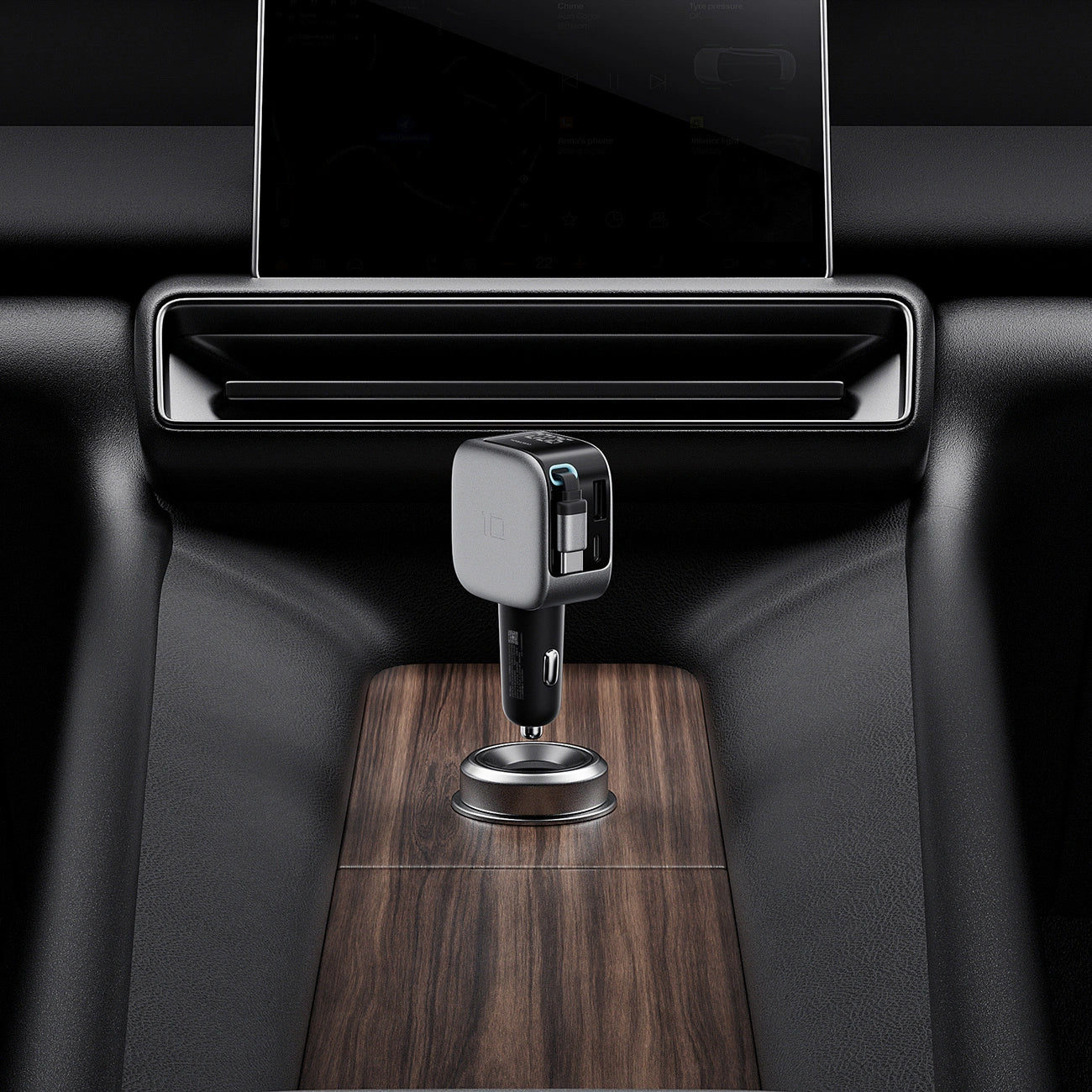 Auto-Ladegerät mit USB-C-Kabel Cuktech CC903P Display, 100W, 5A, 1 x USB-A - 1 x USB-C, Grau