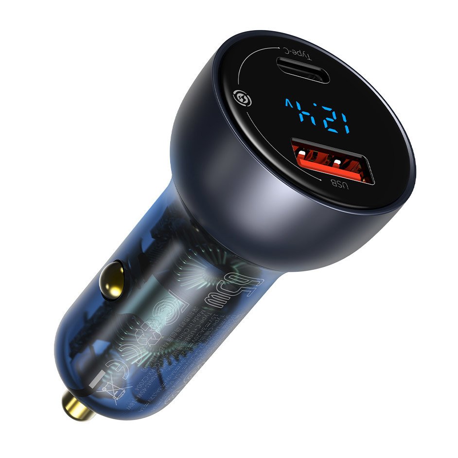 Baseus Digital Display KFZ-Ladegerät 65W | USB-A & USB-C | Schwarz