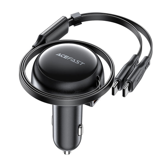 Acefast B13 Car Charger with USB-C Cable, 53W, 3A, 1 x USB-A, Black