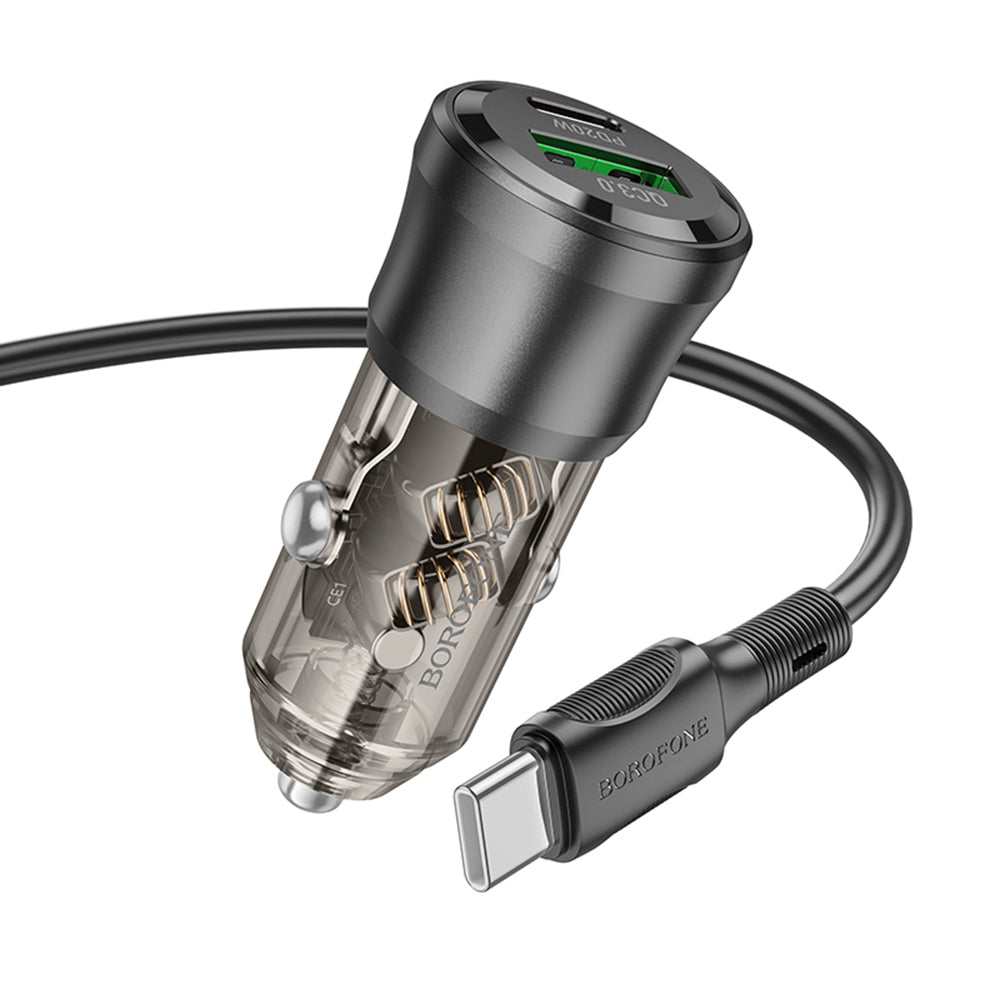 Auto-Ladegerät mit USB-C Kabel Borofone BZ25 Journey, 38W, 3A, 1 x USB-A - 1 x USB-C, Schwarz