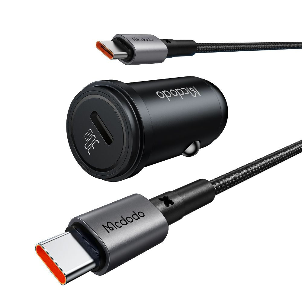 Chargeur de voiture avec câble USB-C McDodo CC-7493 Obsidian, 30W, 3A, 1 x USB-C, Noir