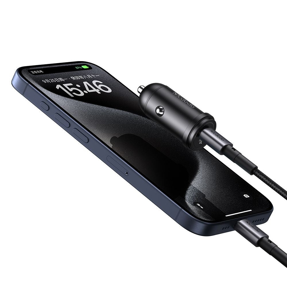 Chargeur de voiture avec câble USB-C McDodo CC-7493 Obsidian, 30W, 3A, 1 x USB-C, Noir