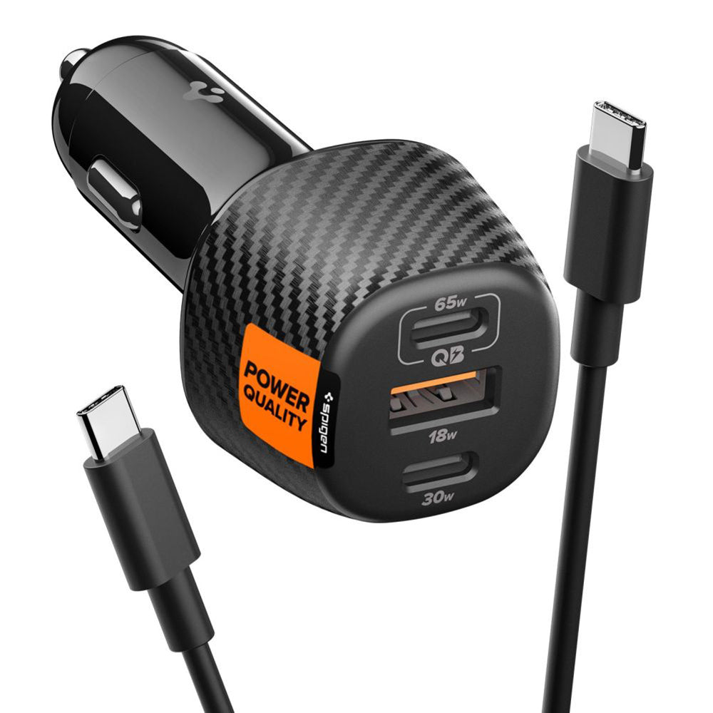 Auto-Ladegerät mit USB-C Kabel Spigen EV1133, 113W, 3.25A, 1 x USB-A - 2 x USB-C, Schwarz