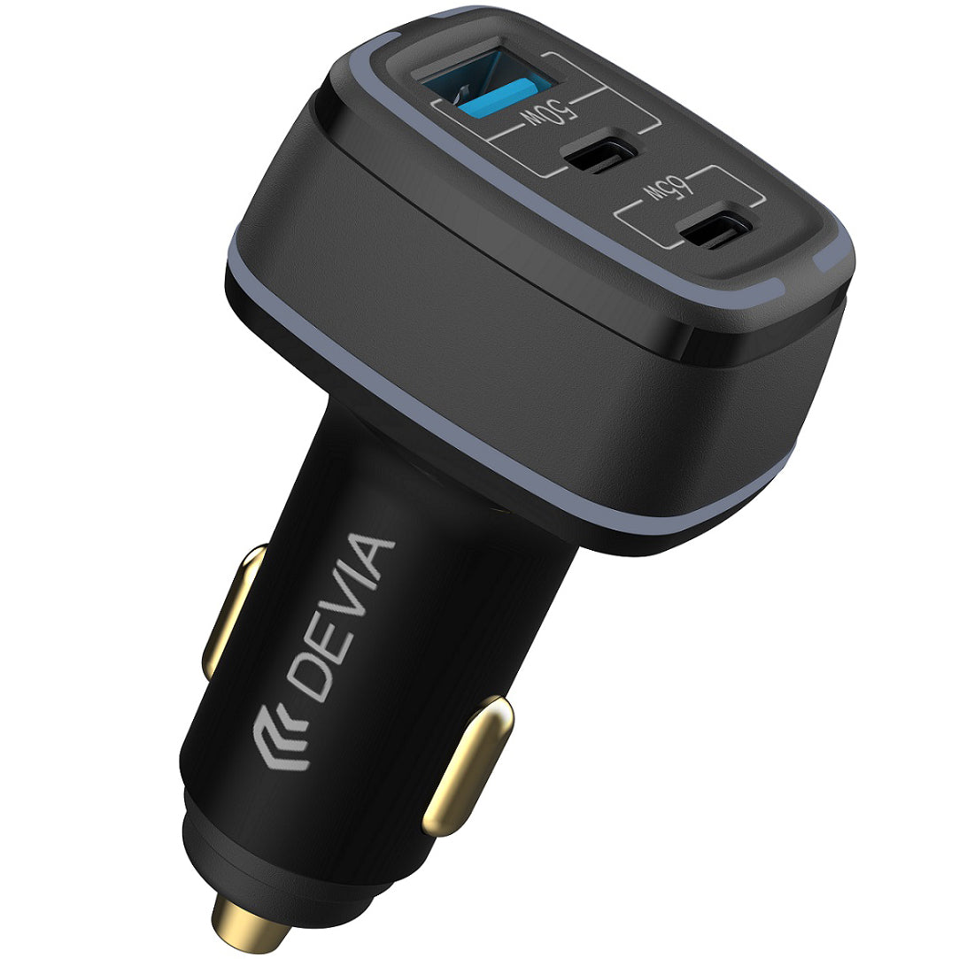 DEVIA Extreme KFZ-Ladegerät 115W | 1x USB-A & 2x USB-C | PD & QC | Schwarz