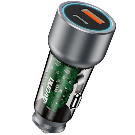 Chargeur de voiture Dudao R4T, 30W, 3A, 1 x USB-A - 1 x USB-C, Gris