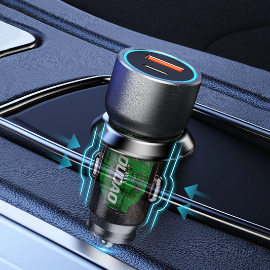 Chargeur de voiture Dudao R4T, 30W, 3A, 1 x USB-A - 1 x USB-C, Gris