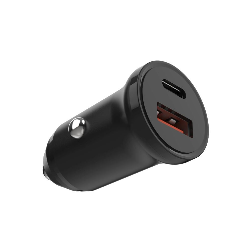 Auto-Ladegerät Fixed, 20W, 3A, 1 x USB-A - 1 x USB-C, Schwarz