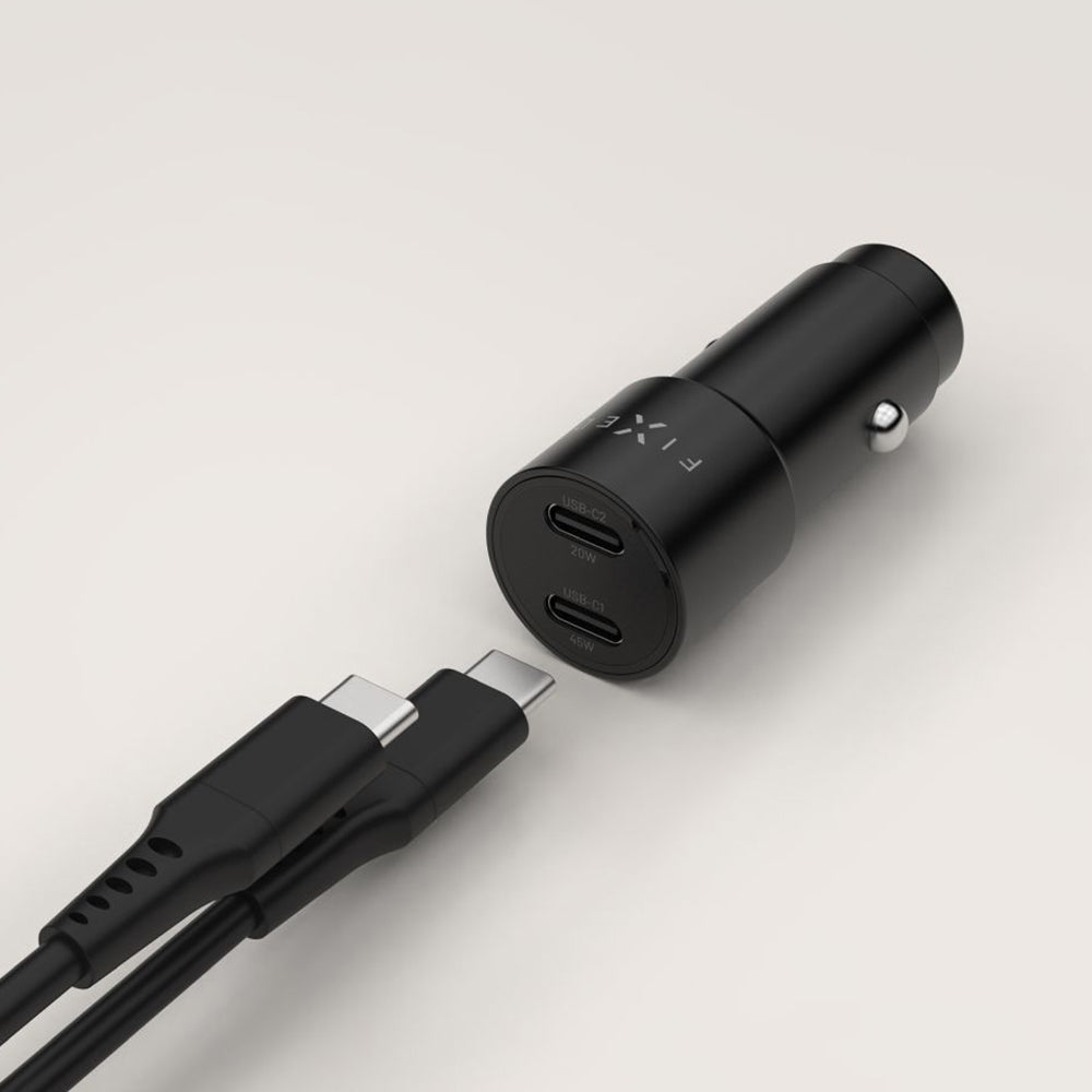 Auto-Ladegerät Fixed, 65W, 3A, 2 x USB-C, Schwarz