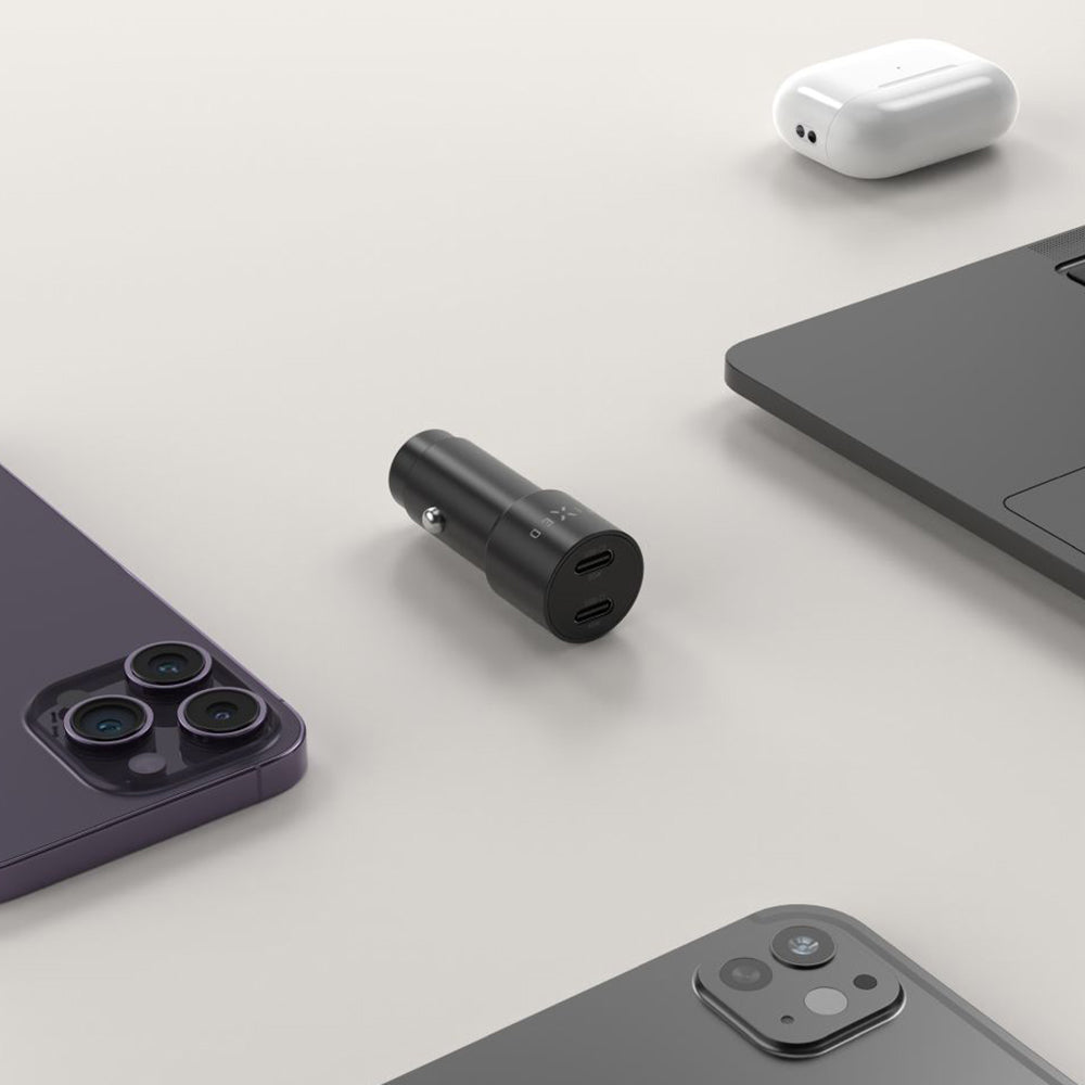 Auto-Ladegerät Fixed, 65W, 3A, 2 x USB-C, Schwarz
