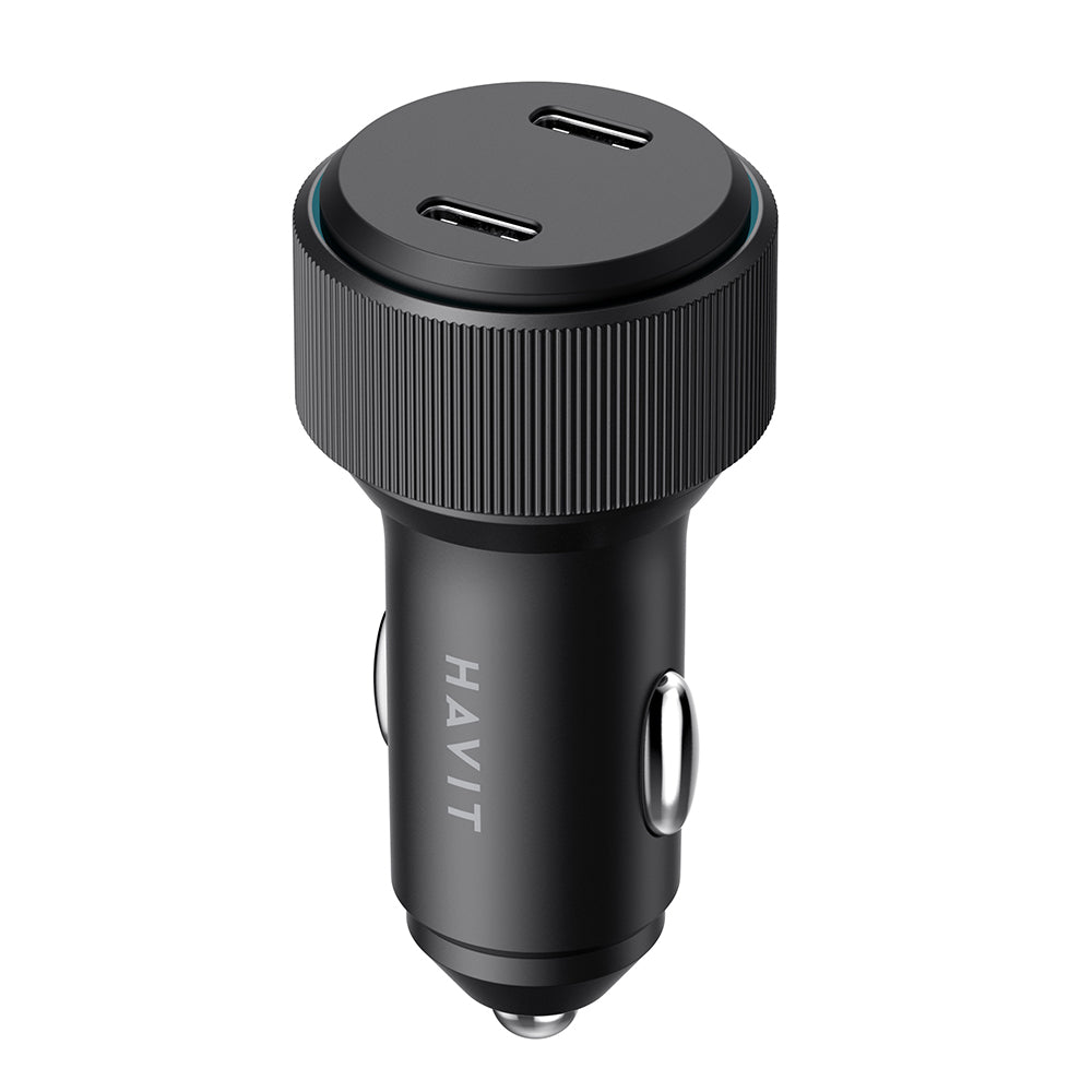 Chargeur de voiture HAVIT CC2014, 30W, 3A, 2 x USB-C, Noir