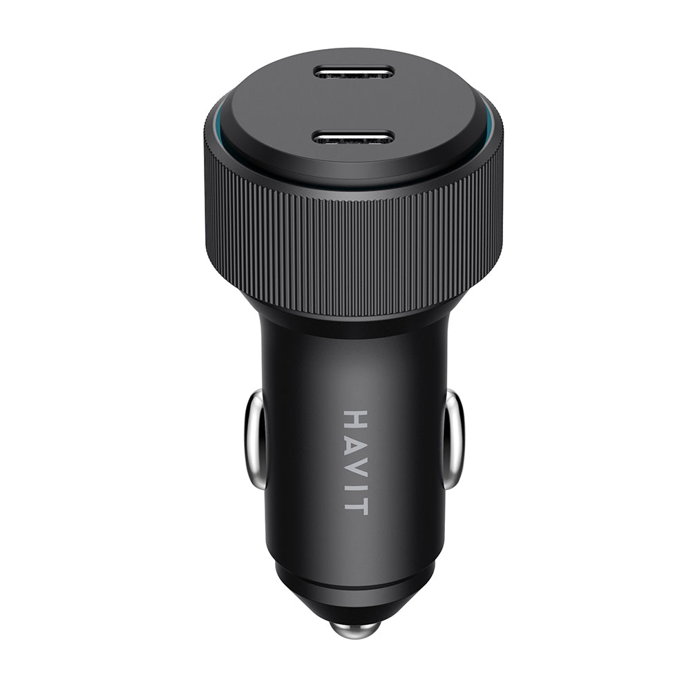 Chargeur de voiture HAVIT CC2014, 30W, 3A, 2 x USB-C, Noir