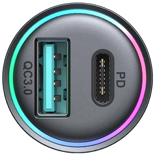 Chargeur de voiture Joyroom JR-CCN04, 60W, 3A, 1 x USB-A - 1 x USB-C, Noir