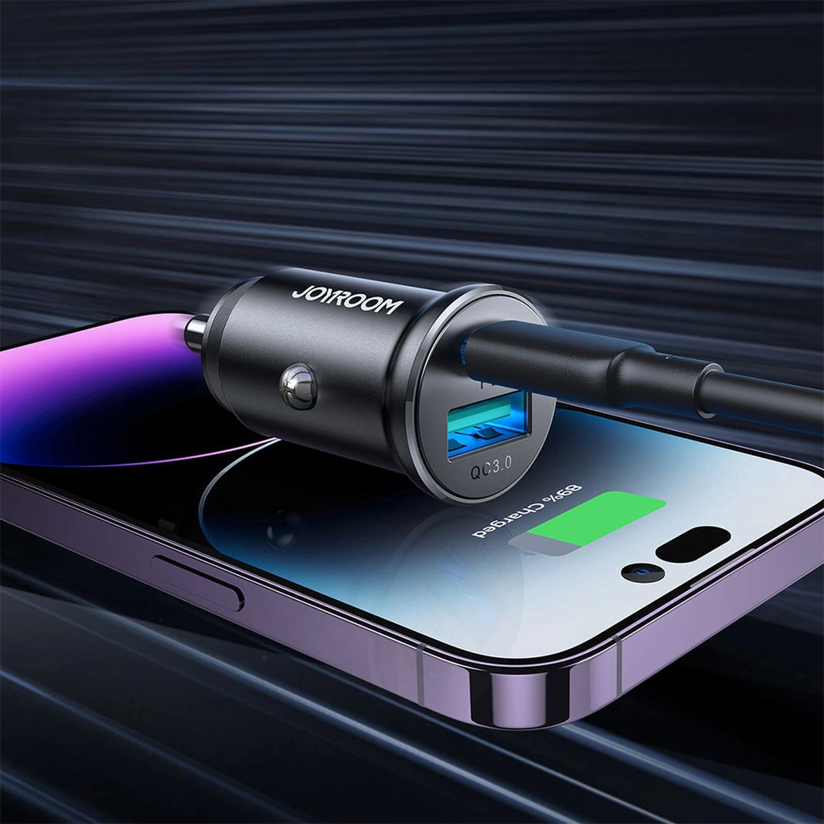 Auto-Ladegerät Joyroom JR-CCN05, 30W, 3A, 1 x USB-A - 1 x USB-C, Schwarz