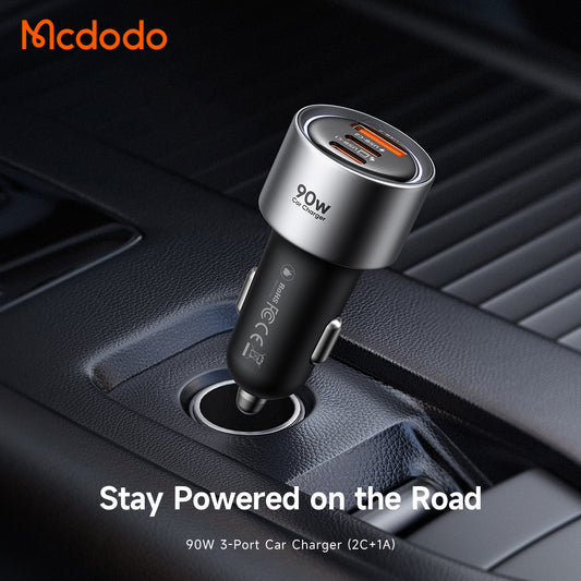 Auto-Ladegerät McDodo CC-3110 Gana, 90W, 3A, 1 x USB-A - 2 x USB-C, Schwarz