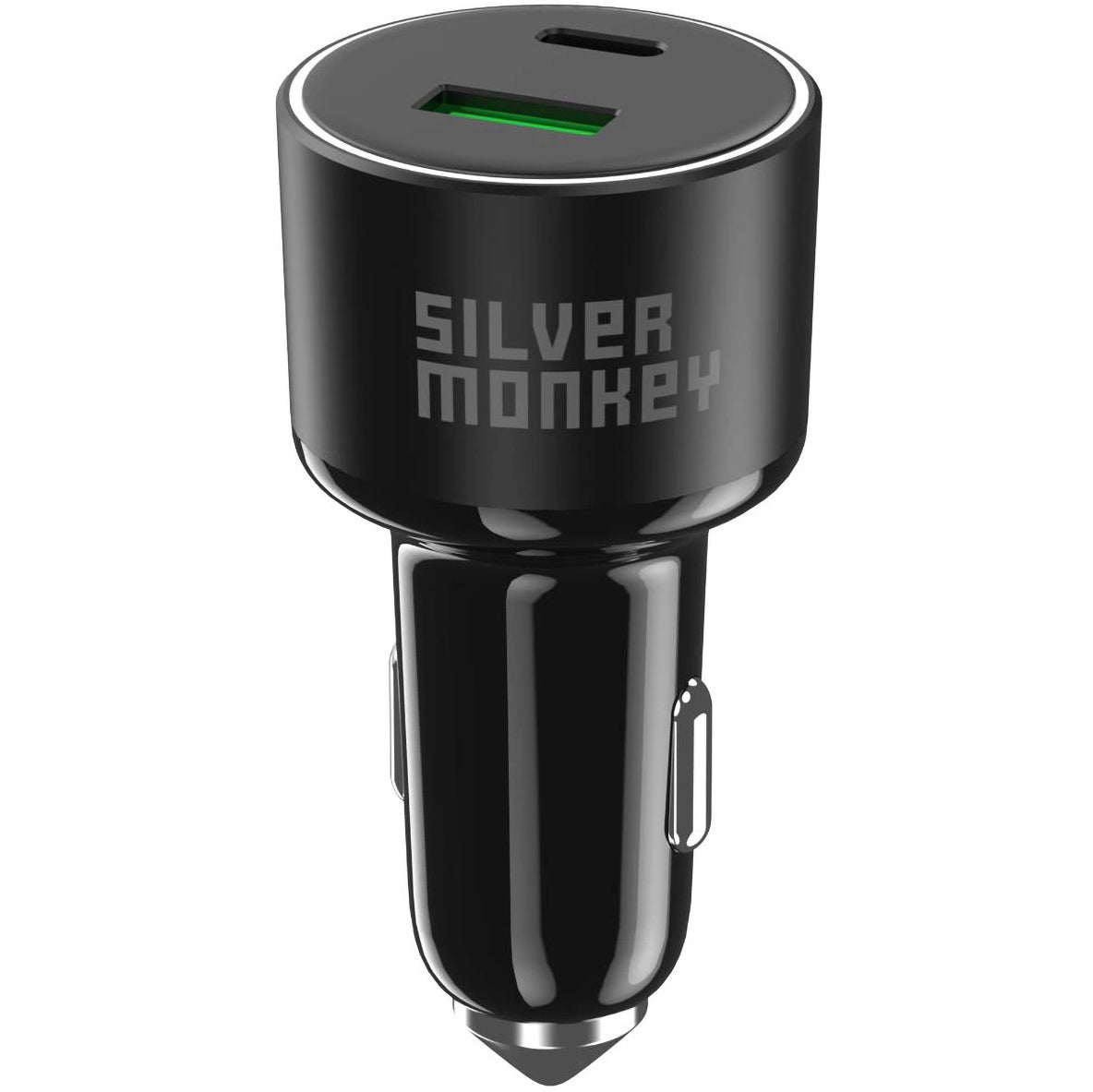 Chargeur de voiture Silver Monkey SMA014, 100W, 3A, 1 x USB-A - 1 x USB-C, Noir