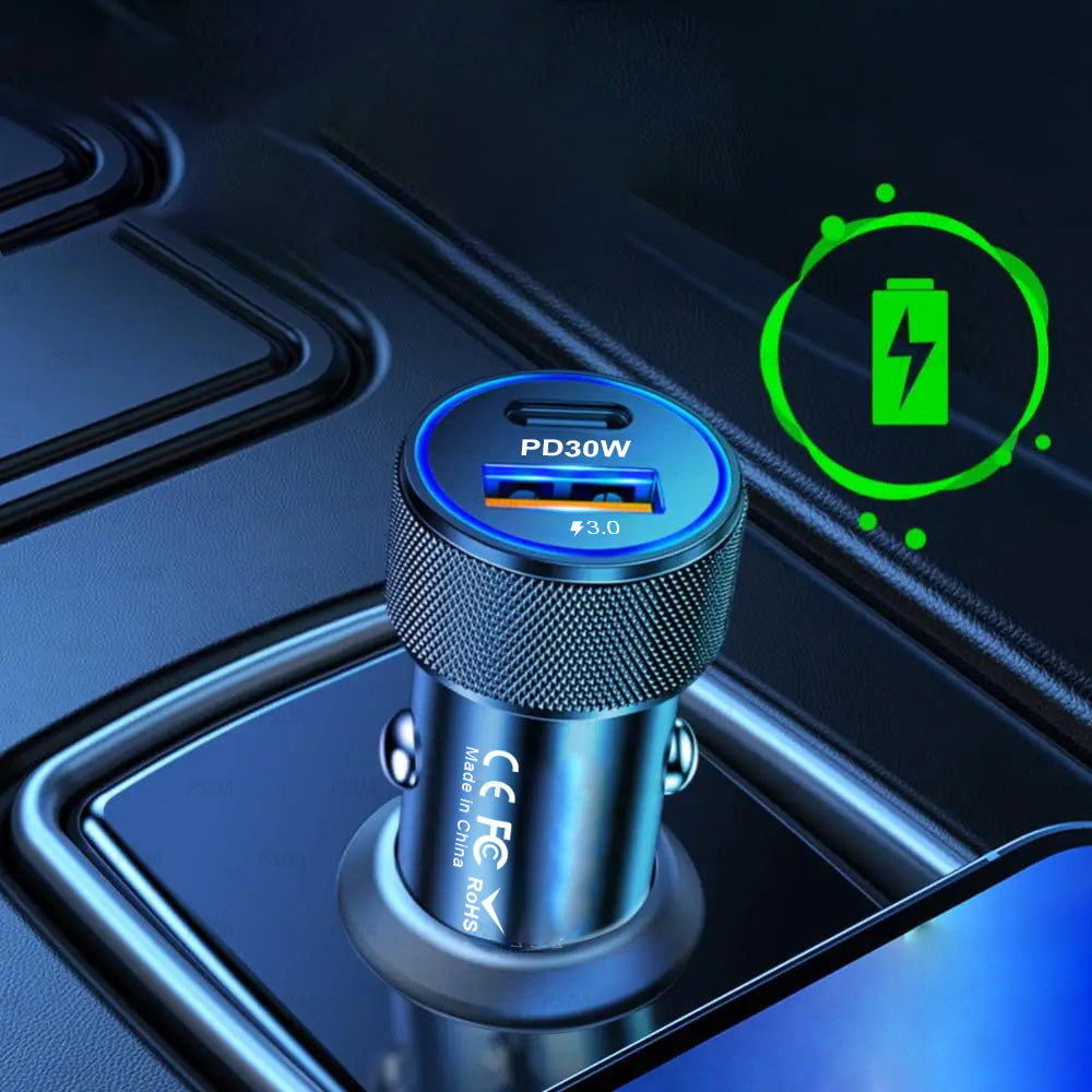 Chargeur Auto Techsuit C2 VoltDuo, 30W, 3A, 1 x USB-A - 1 x USB-C, Noir