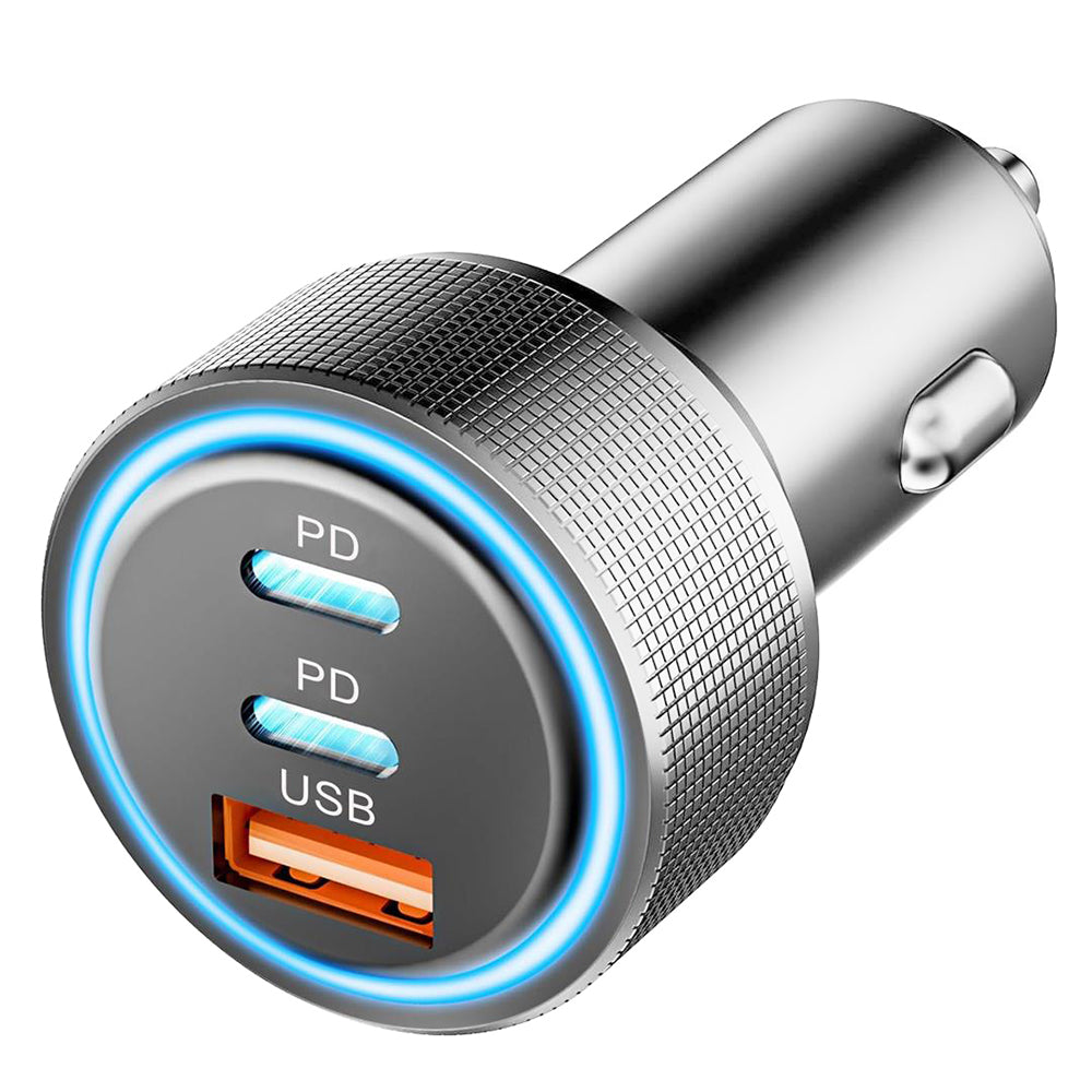 Chargeur Auto Techsuit C6 DriveBoost, 60W, 3A, 1 x USB-A - 2 x USB-C, Argenté