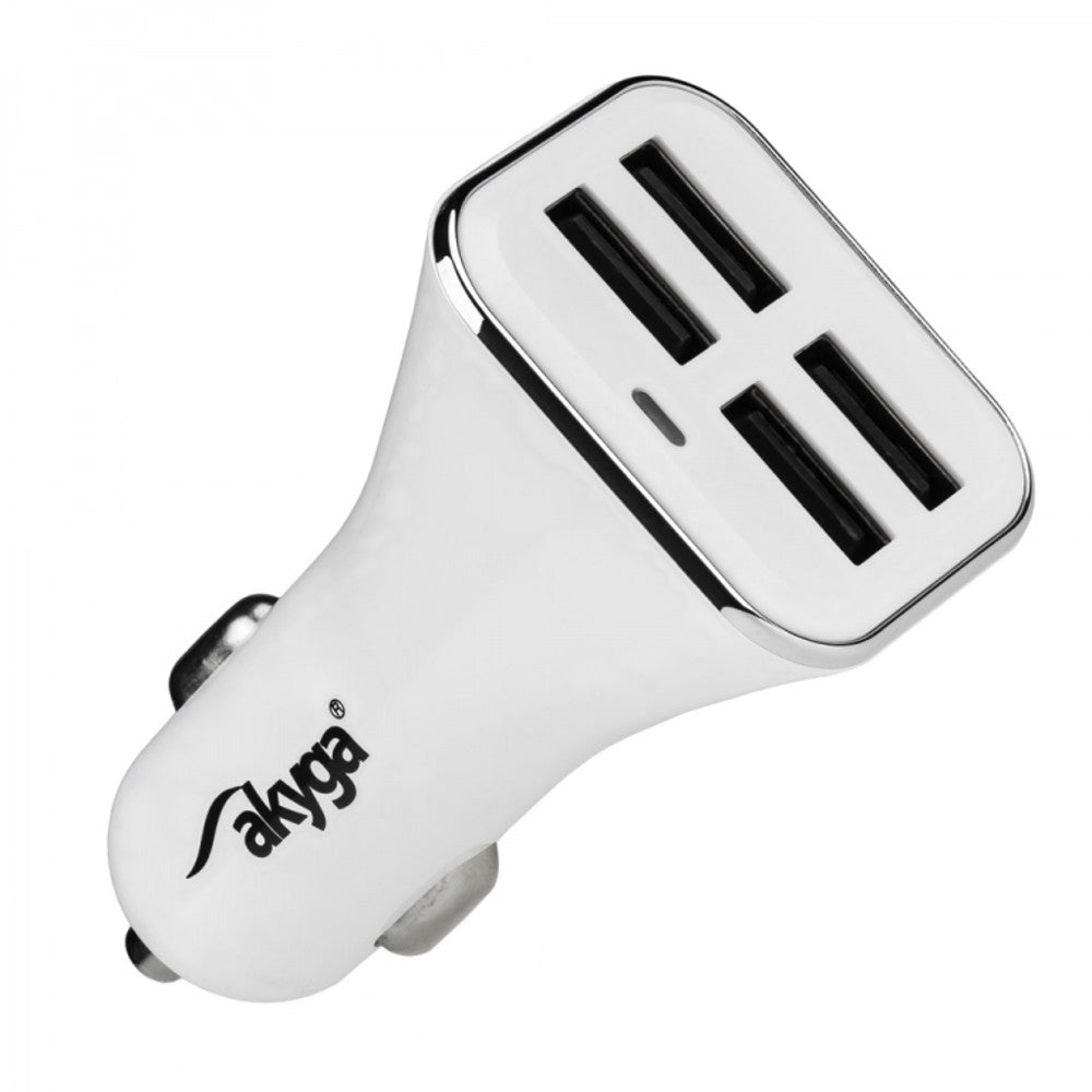 Chargeur Auto Akyga AK-CH-09, 10W, 2A, 4 x USB-A, Blanc