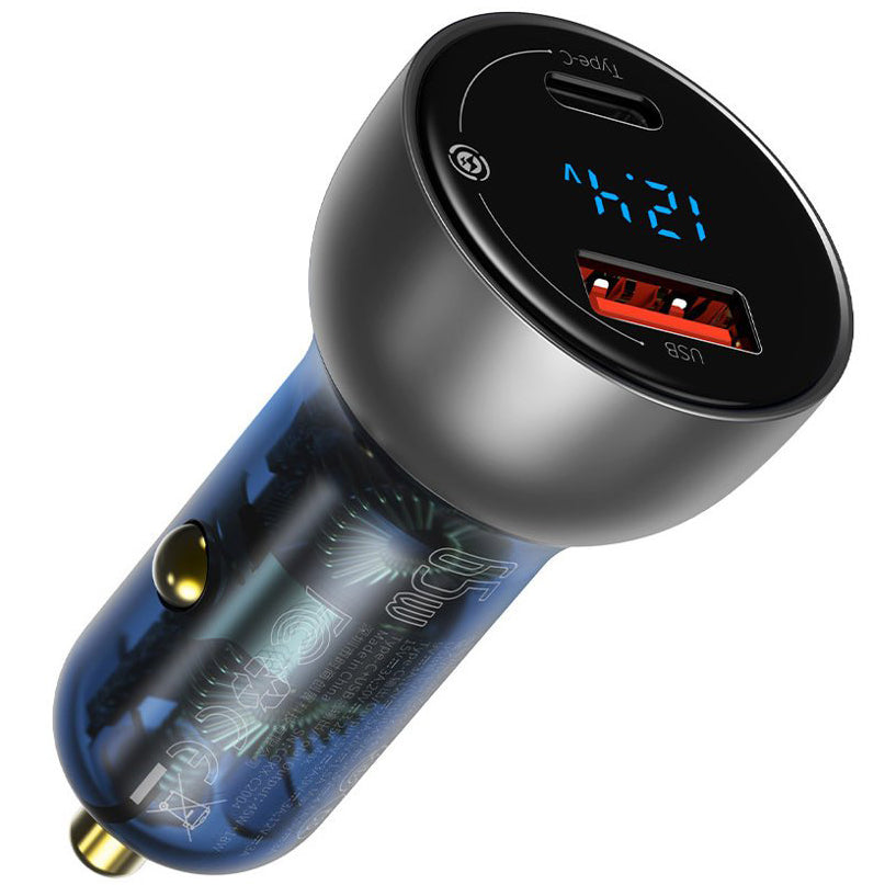 Baseus Car Charger, 65W, 5A, 1 x USB-A - 1 x USB-C, Gray CCKX-C0A