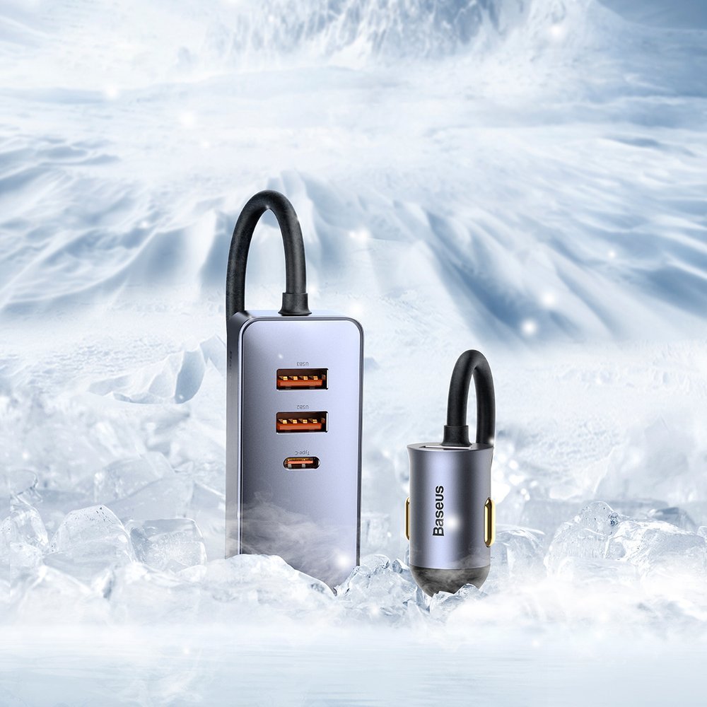 Auto-Ladegerät Baseus Share Together, 120W, 3A, 3 x USB-A - 1 x USB-C, Grau CCBT-B0G