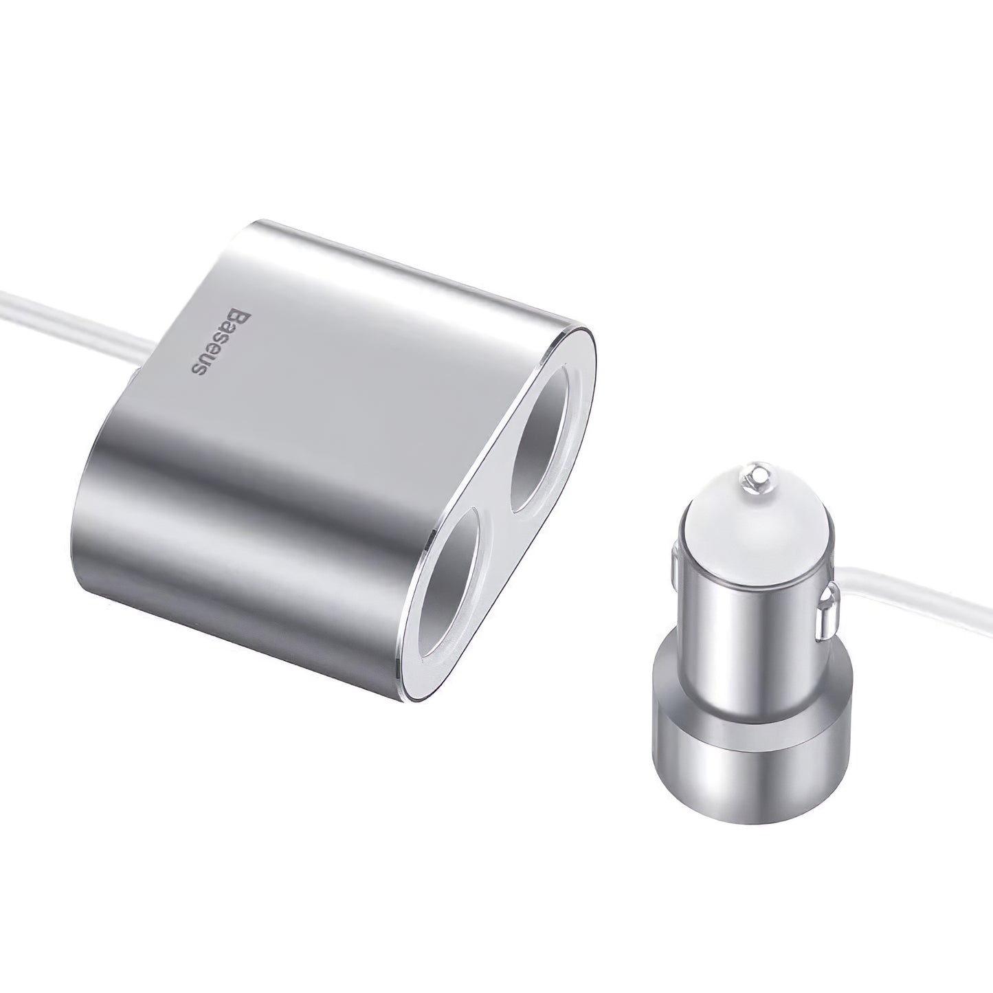 Baseus Hochleistungs-Autoladegerät, 95W, 2.1A, 2 x Zigarettenanzünder-Verlängerung - 2 x USB-A, Silber CRDYQ-0S
