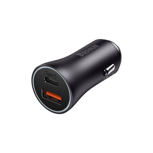 Chargeur de voiture Baseus Golden Golden Contactor Max, 60W, 3A, 1 x USB-A - 1 x USB-C, Gris CGJM000113 CGJM000113