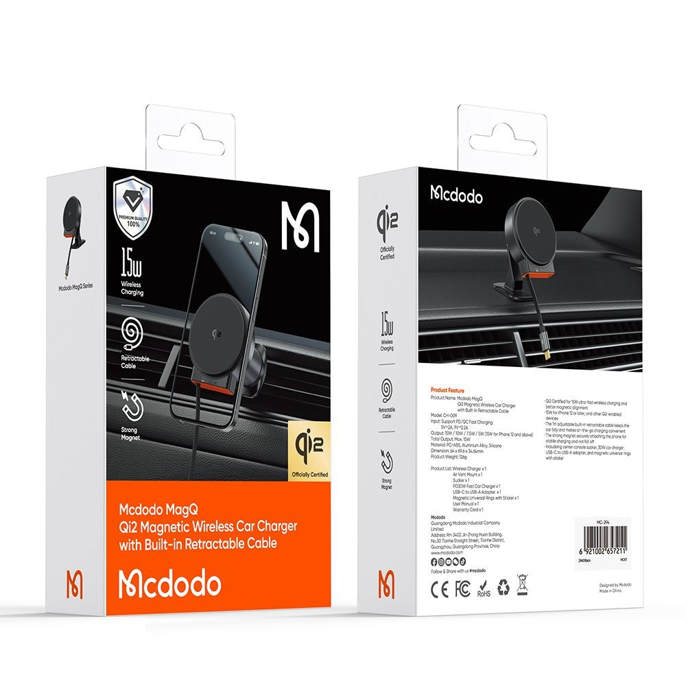 Kfz-Wireless-Ladegerät McDodo CH-0090, 15W, 1.67A, Schwarz