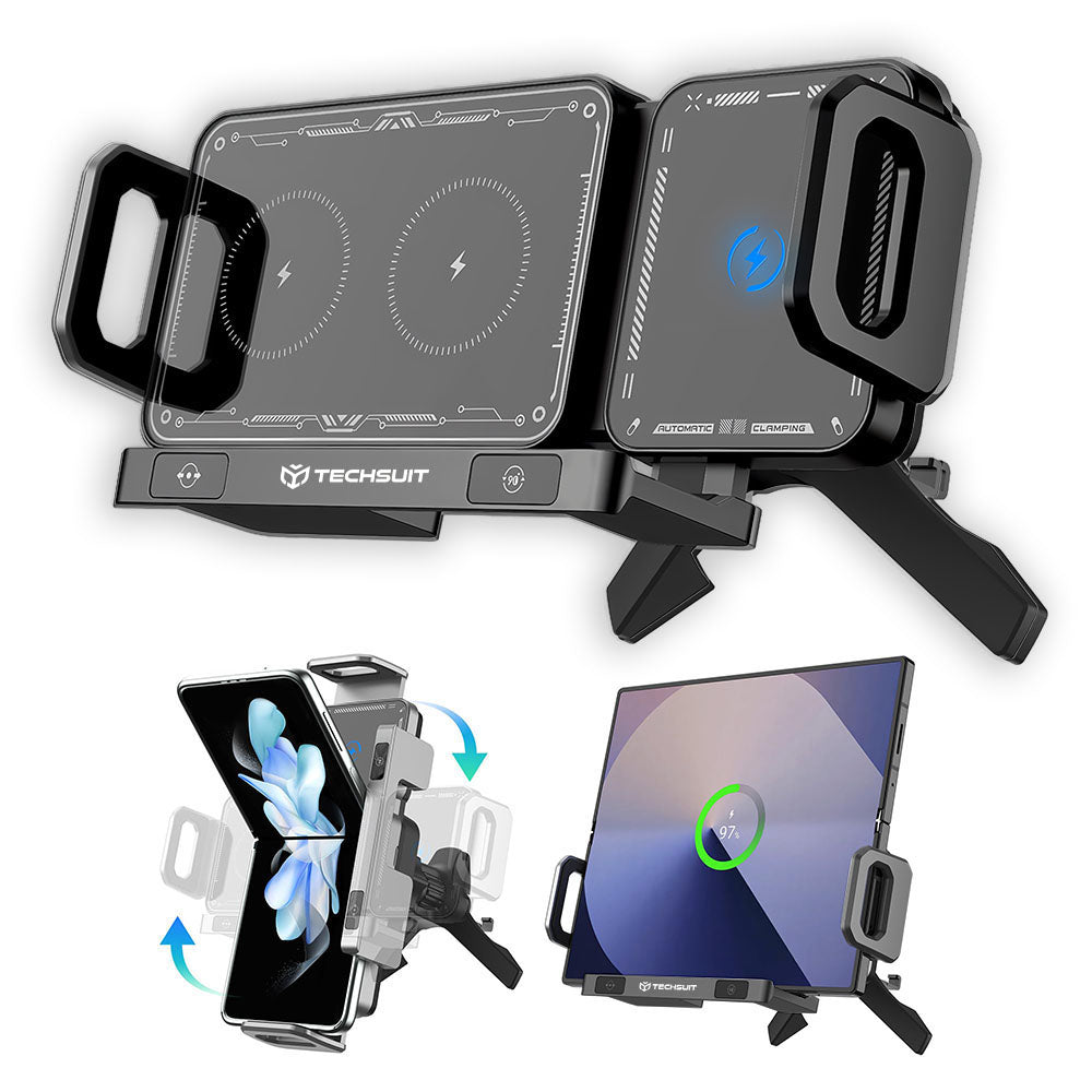 Chargeur Auto Sans Fil Techsuit SW1 ModoDock, 15W, 1.67A, Noir
