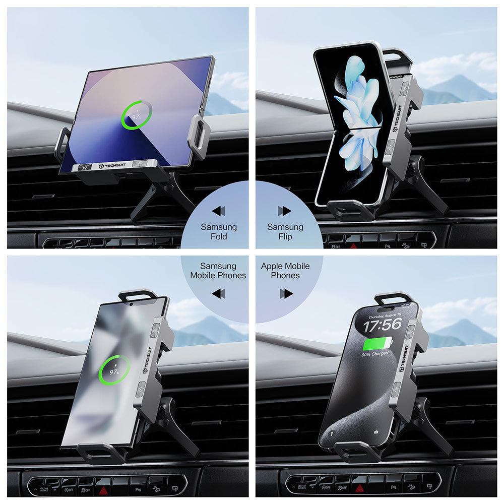 Chargeur Auto Sans Fil Techsuit SW1 ModoDock, 15W, 1.67A, Noir