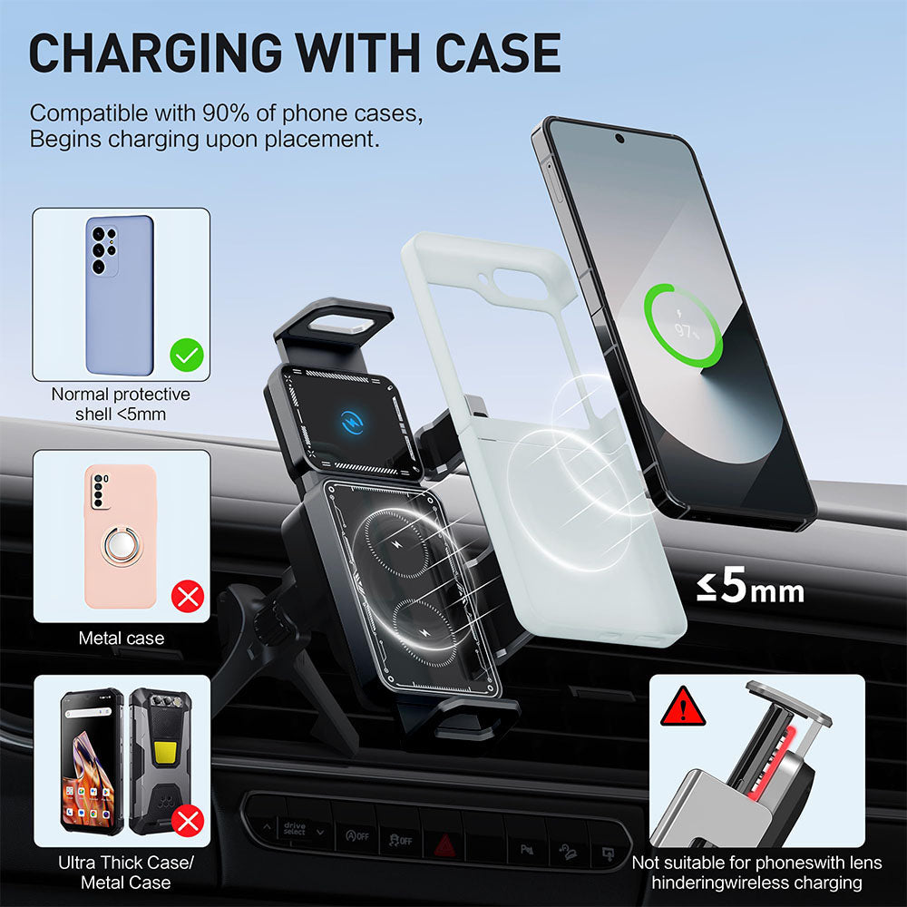 Chargeur Auto Sans Fil Techsuit SW1 ModoDock, 15W, 1.67A, Noir