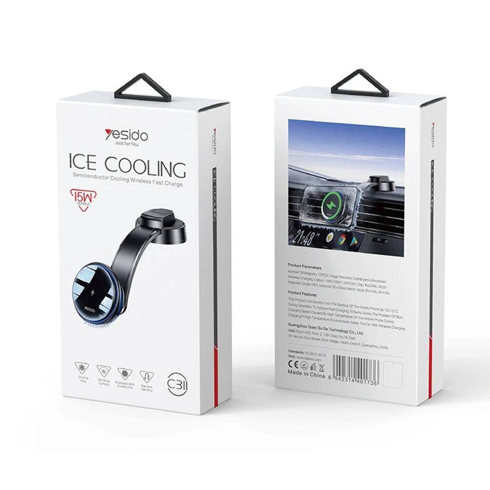 Chargeur Auto Sans Fil Yesido C311, 15W, 1.67A, Noir