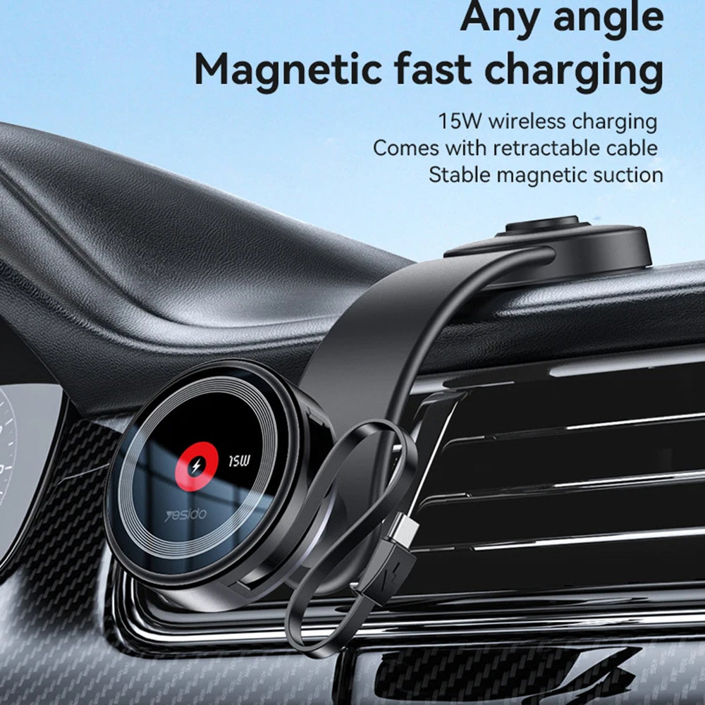 Chargeur Auto Sans Fil Yesido C314, 15W, 1.67A, Noir