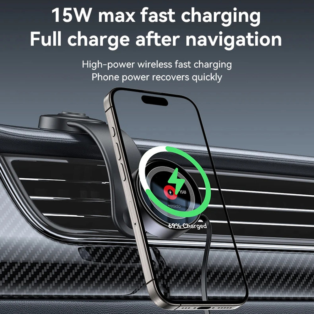 Chargeur Auto Sans Fil Yesido C314, 15W, 1.67A, Noir