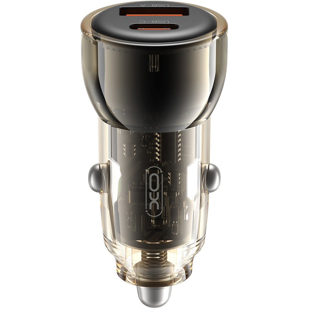 Autoladegerät XO Design CC60, 60W, 3A, 1 x USB-A - 1 x USB-C, Schwarz