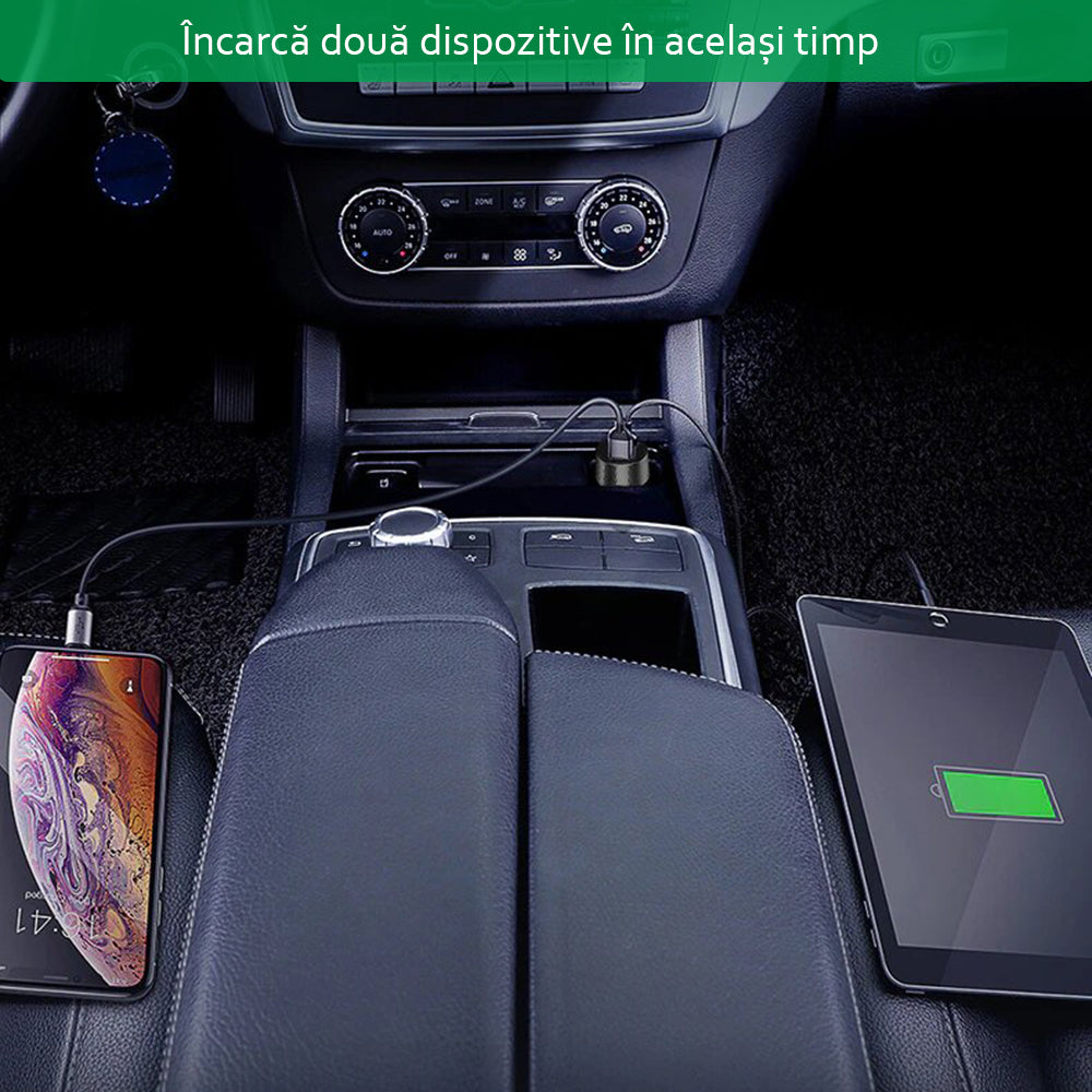 Chargeur de voiture Yesido Y31 Display, 18W, 3A, 2 x USB-A, Noir