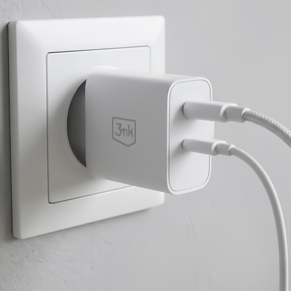 3MK FlowPower Netzladegerät, 45W, 1 x USB-A - 1 x USB-C, Weiß