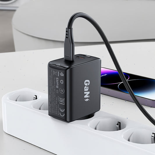 Chargeur réseau Acefast A49, 35W, 3A, 2 x USB-C, noir