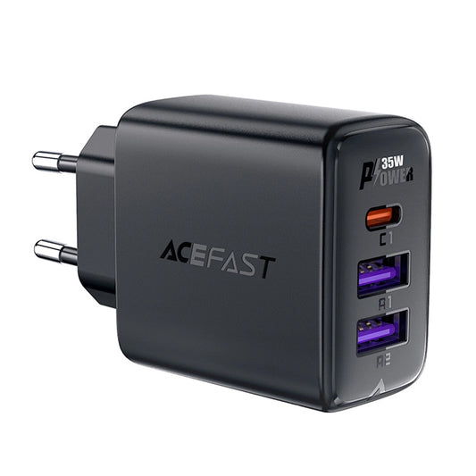Netzladegerät Acefast A57, 35W, 3A, 2 x USB-A - 1 x USB-C, Schwarz