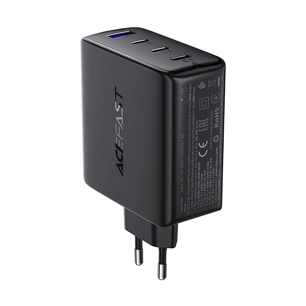 Chargeur Réseau Acefast A94, 100W, 5A, 1 x USB-A - 3 x USB-C, Noir